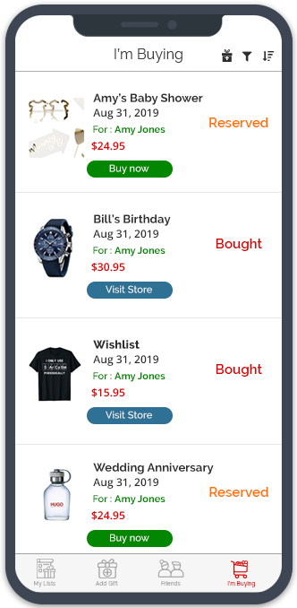 Manage your Christmas spending & buying — Manage gifting plans by tracking reserved or bought gifts