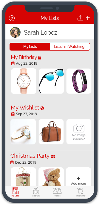 Create and share your perfect Gift List for any occasion — Christmas, birthdays, weddings, etc.
